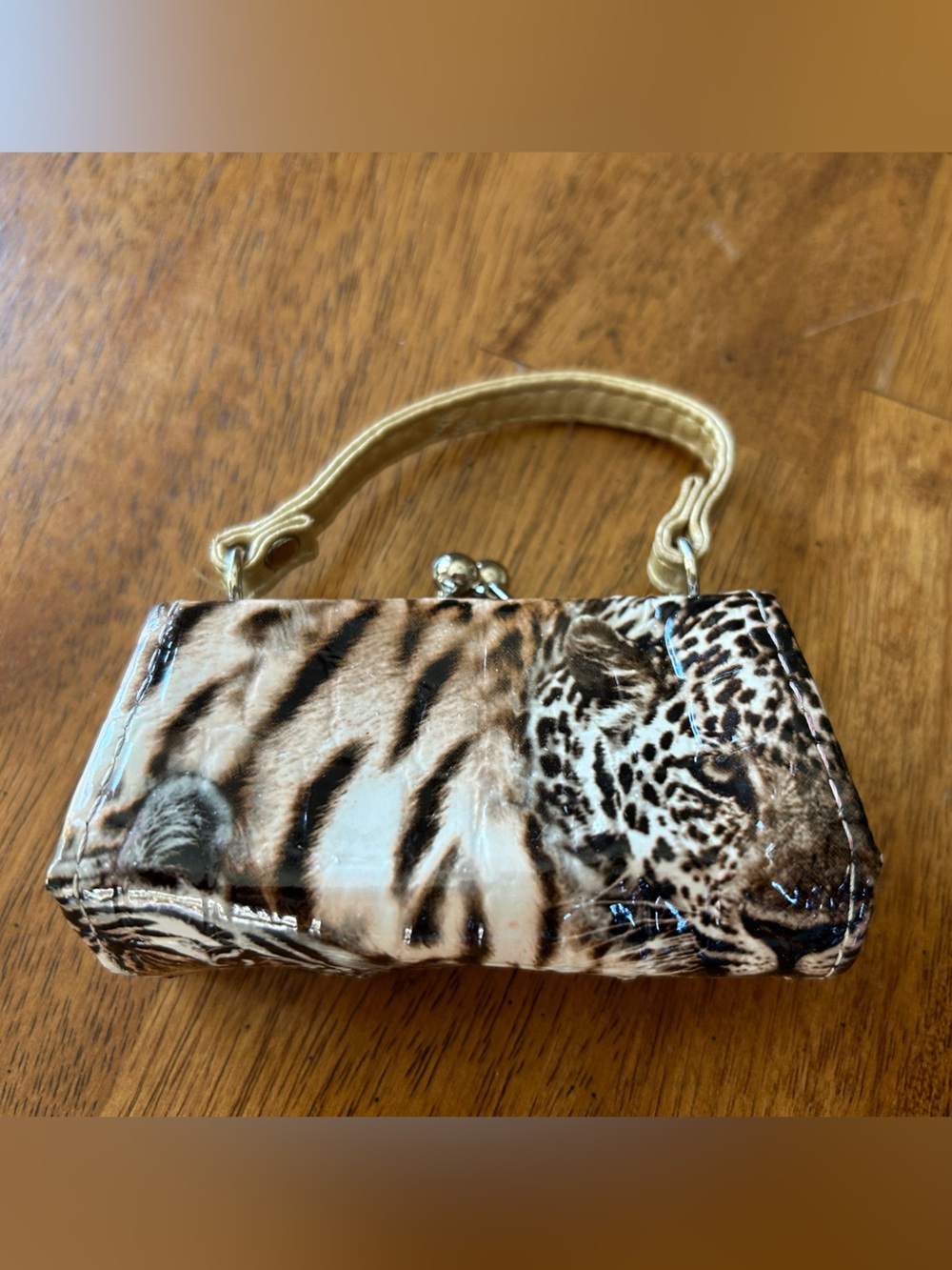 Mini Purse Clutch-Style Tiger Print Handbag Lipstick Change Keys Accessories